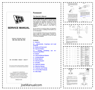 JCB 926 930 940 945 950 Rough Terrain Truck Forklift Service Manual 9813/6600