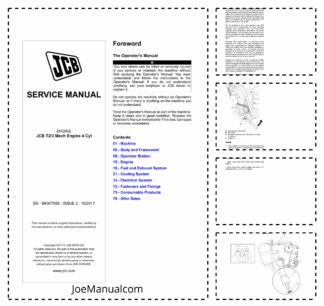 JCB Dieselmax T2 T3 4Cyl Engine Service Manual 9806/7050