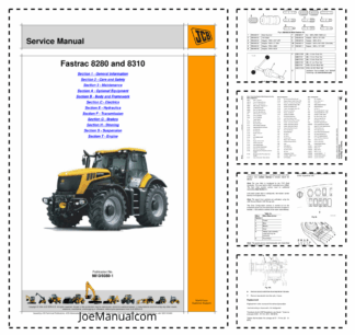 JCB Fastrack 9280 8310 Tractor Service Manual 9813/0350-1