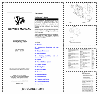 JCB Hydradig 110W Wheeled Excavator Service Manual 9813/8250