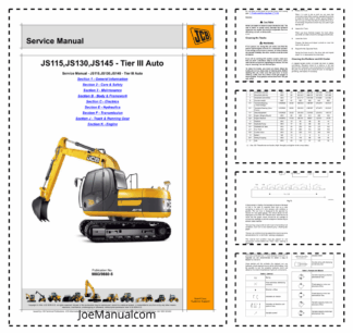 JCB JC115 130 145 Tier III Auto Excavator Service Manual 9803/9860