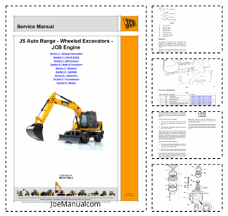 JCB JS Auto Range Wheeled Excavator with JCB Engine Service Manual 9813/1700-2