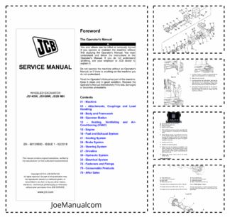 JCB JS145W JS160W JS20 MH Wheeled Excavator Service Manual 9813/9550