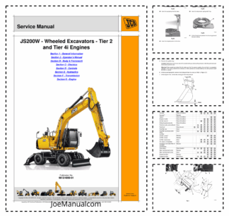 JCB JS200W Wheeled Excavators with Tier 2 and Tier 4i Engines Service Manual 9813/4050