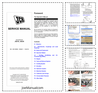 JCB JS210 JS230 Excavator Service Manual 9813/8000