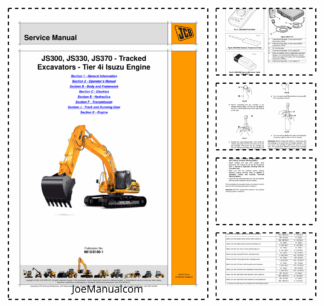 JCB JS300 JS330 JS370 Excavators Tier 4i with Isuzu Engine Service Manual 9813/5100