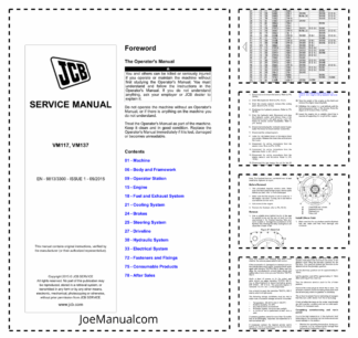 JCB VM117 VM137 Roller Service Manual 9813/3300