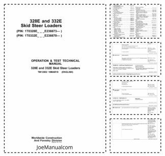 John Deere 328E 332E Skid Steer Loader Operation and Test Manual TM12802