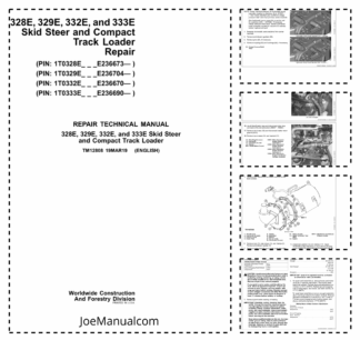 John Deere 332E 329E 332E 333E Skid Steer Loader Repair Manual TM12808