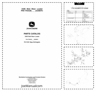 John Deere 332E Skid Steer Loader Parts Catalog PC11187