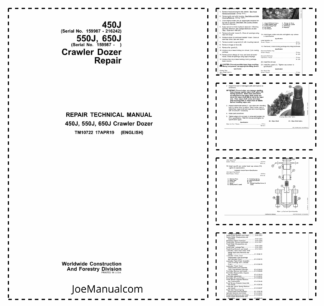 John Deere 450J 550J 650J Crawler Dozer Repair Manual TM10722