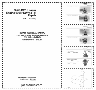 John Deere 524K 4WD Loader Engine 6068HDW74 T3 Repair Manual TM10687
