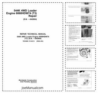 John Deere 544K 4WD Loader Engine 6068HDW74 T3 Operation and Test Manual TM10689