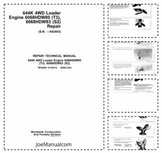 John Deere 644K 4WD Engine 6068HDW T3 S2 Loader Repair Manual TM10695