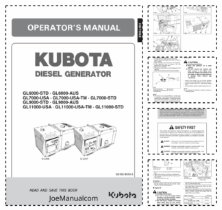 Kubota GL6000 GL7000 GL9000 GL11000 Diesel Generators Operators Manual