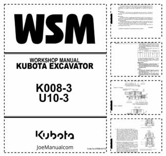 Kubota K008-3 U10-3 Mini Excavator Workshop Manual