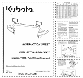Kubota V5298 Hitch Upgrade Kit Instuction Manual