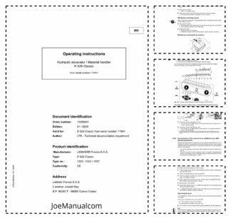 Liebherr R926 Excavator Operators Manual from SN 17941