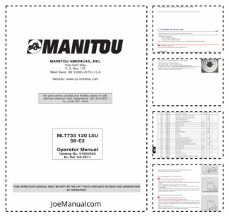 Manitou MLT735 120LSU S6-E3 Telehandler Operators Manual