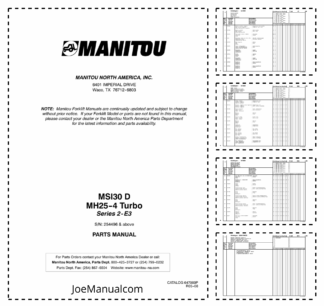 Manitou MSI30D MH25 4 Turbo Series 2-E3 Forklift Parts Catalog