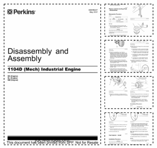 Perkins 1104D Industrial Engines Disassembly and Assembly Manual 9806/5850