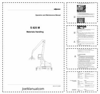 Sennebogen S 825 M Material Hanlder Operation and Maintenance Manual