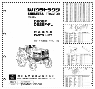 Shibaura D208F D228F-FL Tractor Parts List Catalog