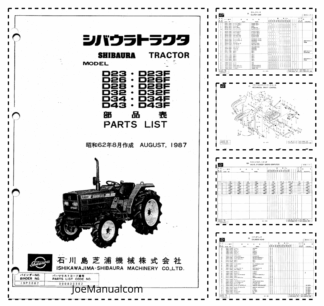 Shibaura D22 D26 D28 D32 D34 D43 F Tractor Parts List Catalog