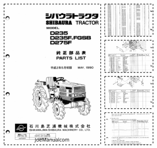 Shibaura D235 D235F.FGSB D275F Tractor Parts List Catalog