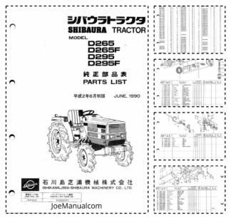 Shibaura D265 D265F D295 D295F Tractor Parts List Catalog