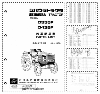 Shibaura D335F D435F Tractor Parts List Catalog