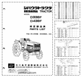 Shibaura D338F D438F Tractor Parts List Catalog