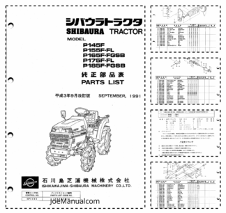 Shibaura P145F P155F-FL P165F-FGSB P175F-FL P185F-FHSB Tractor Parts List Catalog