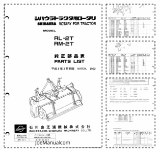 Shibaura RL-2T RM-2T Rotary Parts List Catalog
