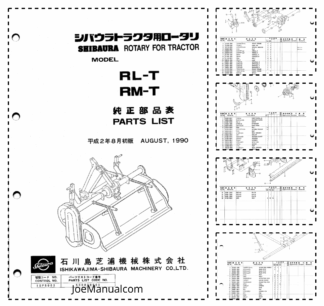 Shibaura RL-T RM-T Rotary Parts List Catalog