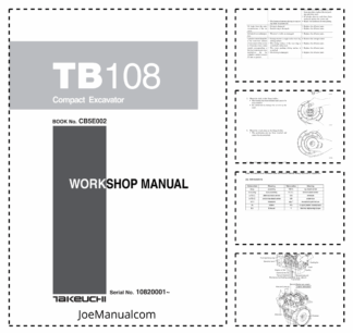Takeuchi TB108 Excavator Workshop Manual