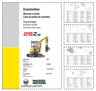 Wacker Neuson 28Z3 Excavator Parts Catalog AG00506