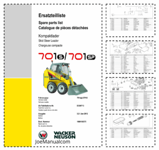 Wacker Neuson 701s 701sp Skid Steer Loader Parts Catalog