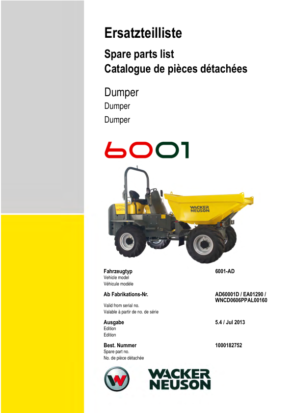 Wacker Neuson 6001AD Dumper Parts Catalog - Image 2