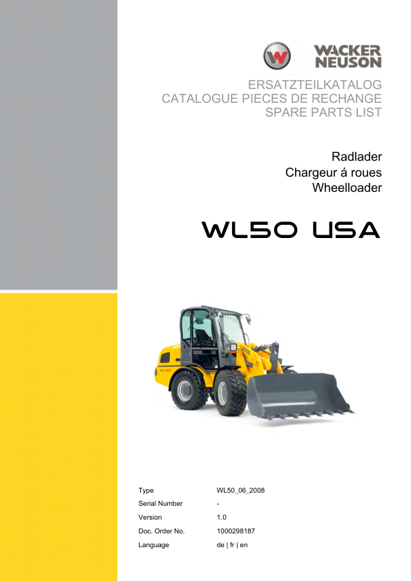 Wacker Neuson WL50 USA Wheel Loader Parts Catalog - Image 2