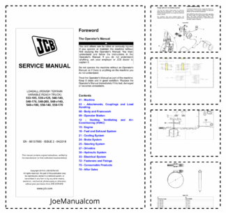 JCB 533-105 535-v125 540 550 Telehandlers Loadall Service Manual 9813/7650