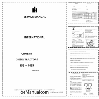 CASE IH 955 1055 Diesel Tractors Service Manual