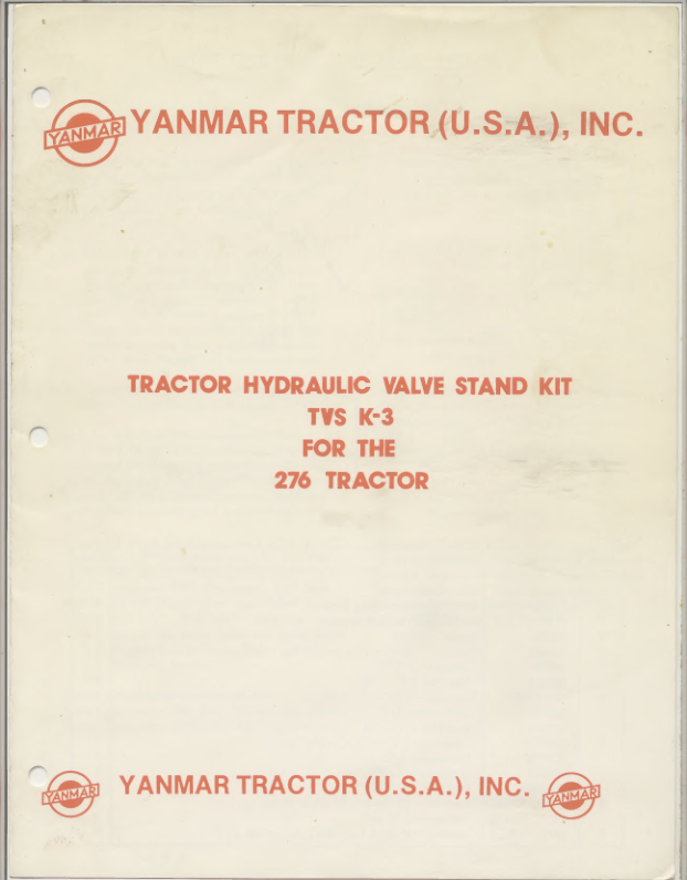 Yanmar YM276 Tractor Hydraulic Valve Stand Kit Installation