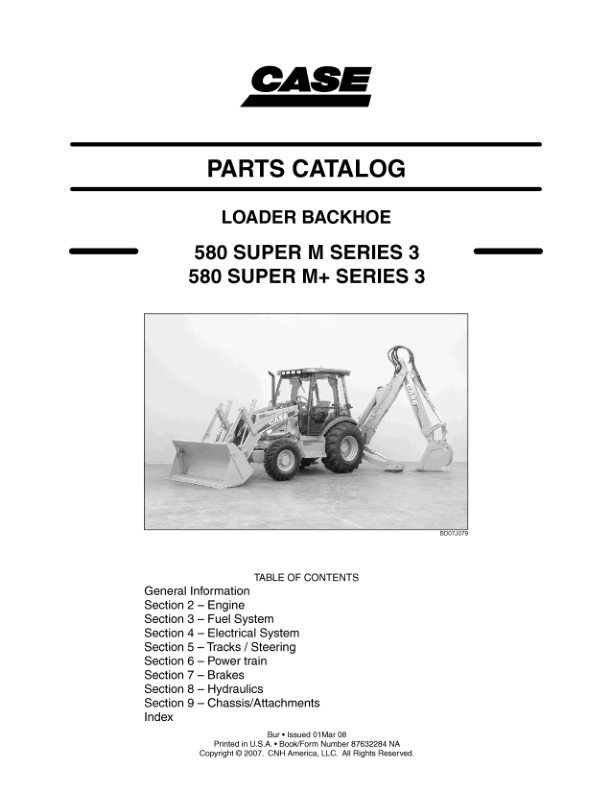 CASE 580 Super M 580 Super M+ Series 3 Backhoe Loader Parts Catalog 87632284NA - Image 6