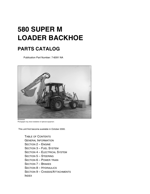 CASE 580 Super M Backhoe Loader Parts Catalog 7-6091NA - Image 2