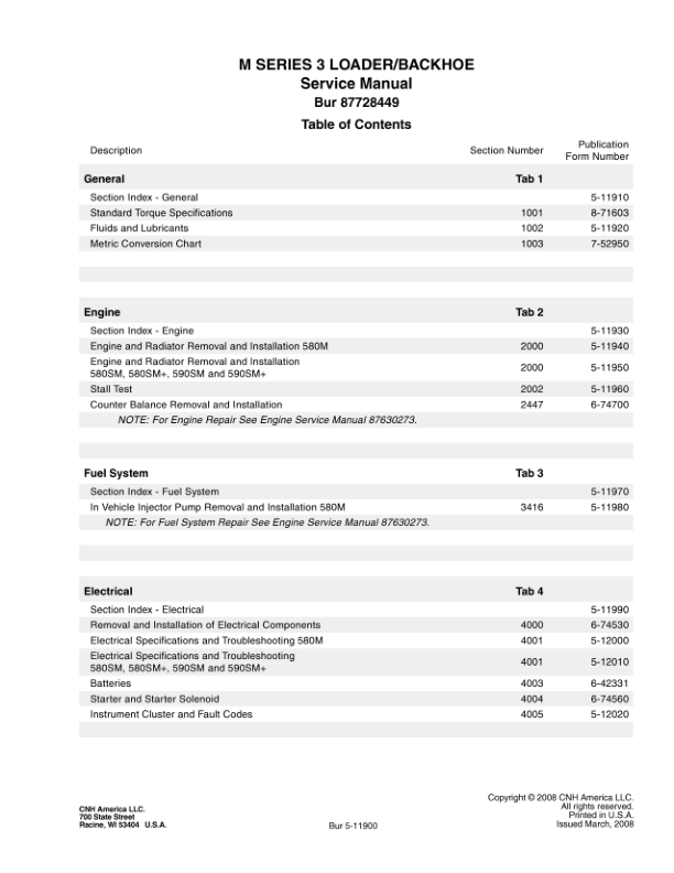 CASE 580M 580 Super M 580 Super M+ 590 Super M 590 Super M+ Series 3 Backhoe Loader Service Manual 87728449NA - Image 4