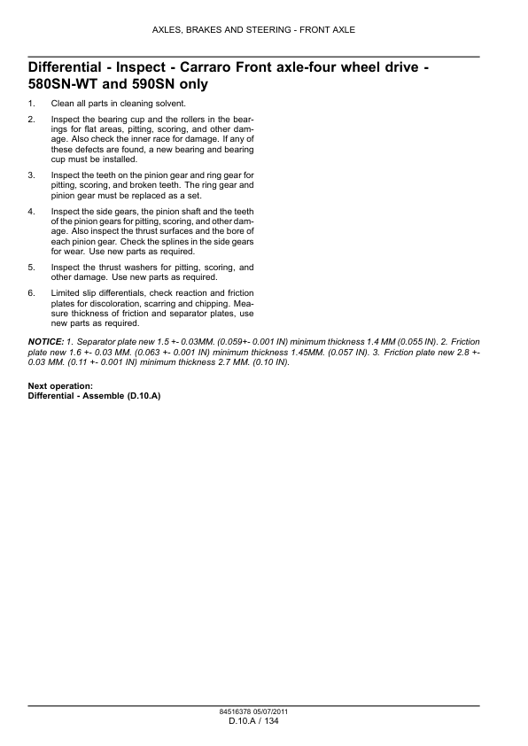 CASE 580N 580SN-WT 590SN Backhoe Loader Service Manual 84516378 - Image 7