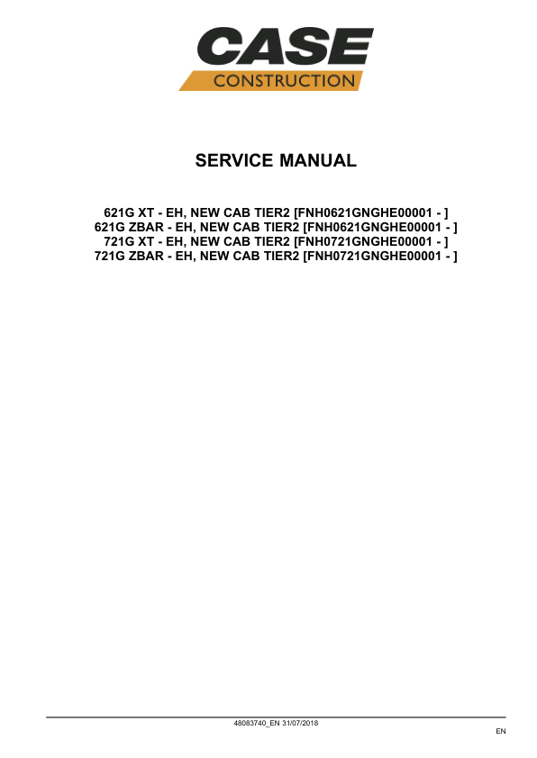 CASE 621G 721G Tier 2 Wheel Loader Service Manual 48083740 - Image 3