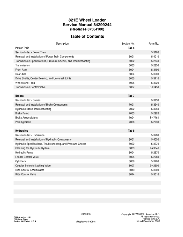 CASE 821E Tier 3 Wheel Loader Service Manual 84299244 - Image 5