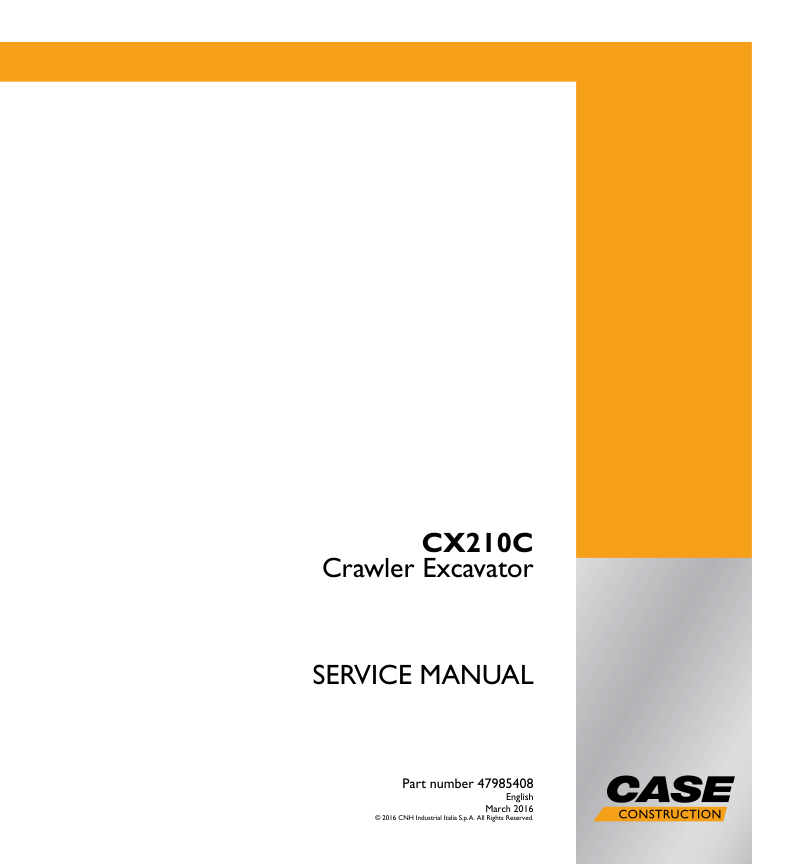 CASE CX210C Crawler Excavator Service Manual 47985408 - Image 2